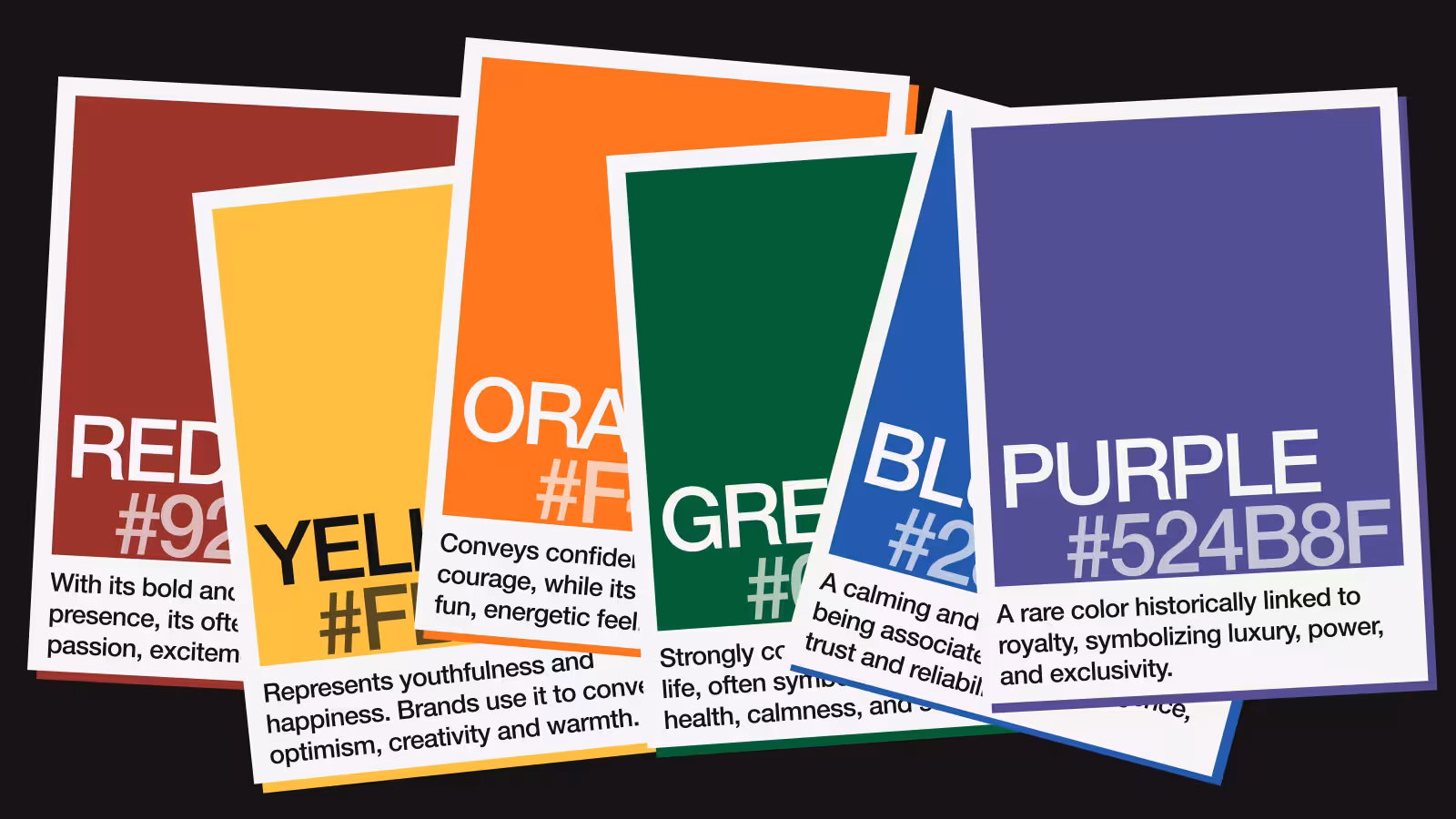 The Schema colour cards explaining the meaning of each colour
