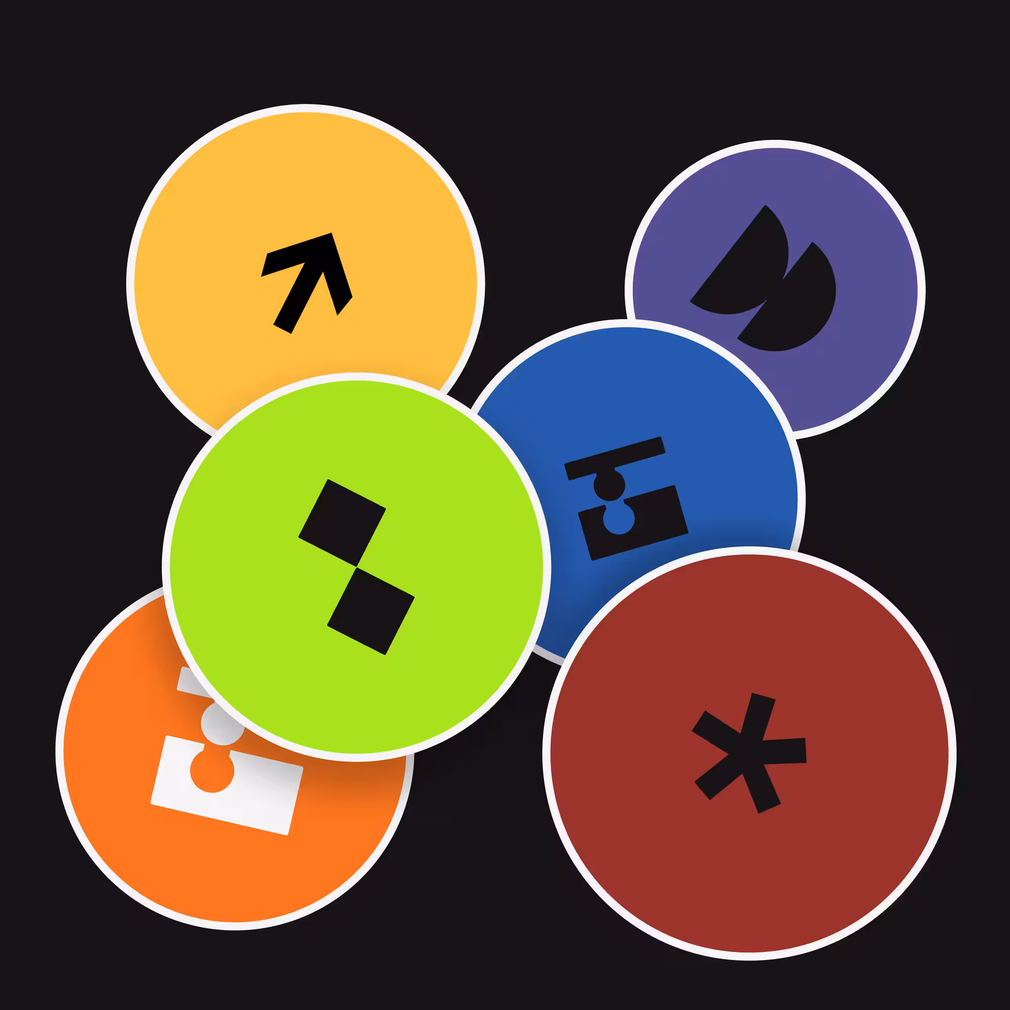 The Schema icon set in colourful circular badges